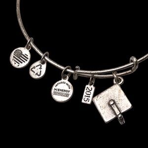 Alex and Ani Silver Tone Graduation Stackable Charm Bangle Bracelet Nice